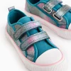 Teal Ombre Sparkle Twin Strap Trainers 10 Infant