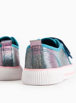 Teal Ombre Sparkle Twin Strap Trainers 10 Infant