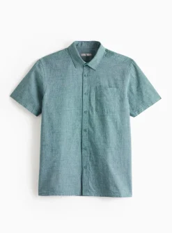 Teal Short Sleeve Chambray Shirt XL
