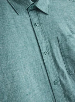 Teal Short Sleeve Chambray Shirt XL