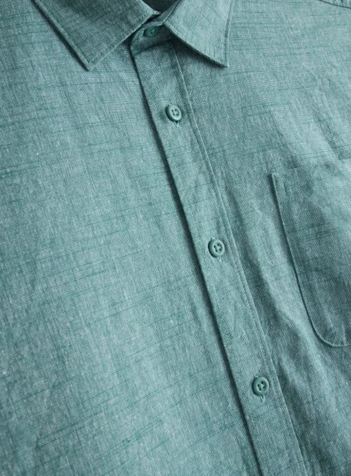 Teal Short Sleeve Chambray Shirt XL
