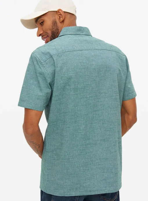 Teal Short Sleeve Chambray Shirt XL