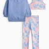 Tie Dye Crop Top, Leggings & Sweatshirt Active Set 5 years