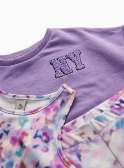 Tie Dye Cropped Top, Leggings & Sweatshirt Activewear 3-Piece Set 7 years