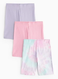 Tie Dye Ribbed Cycling Shorts 3 Pack 11 years