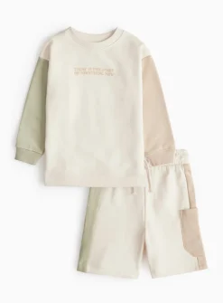 Today Is The Start Of Something New Cream Sweatshirt & Shorts 1-2 years