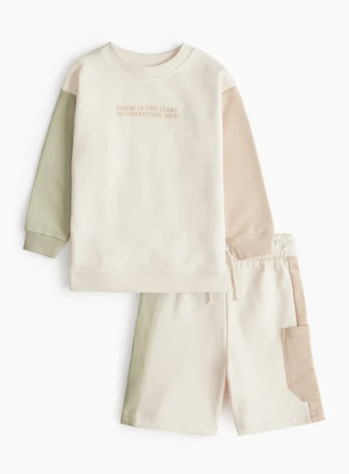 Today Is The Start Of Something New Cream Sweatshirt & Shorts 1-2 years