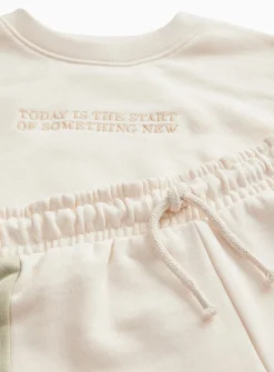Today Is The Start Of Something New Cream Sweatshirt & Shorts 1-2 years