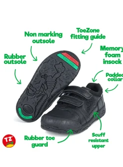 ToeZone® Black Dinosaur Shoes 10 Infant