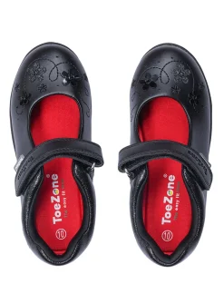 ToeZone® Black Floral Glitter Shoes 8 Infant