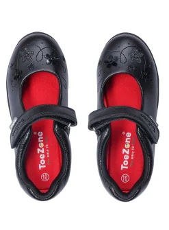 ToeZone® Black Floral Glitter Shoes 8 Infant