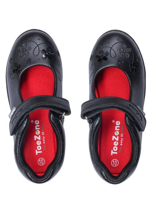 ToeZone® Black Floral Glitter Shoes 8 Infant