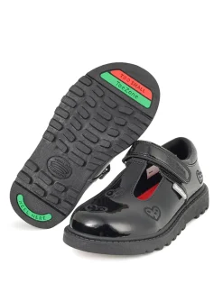 ToeZone Black Patent T Bar Heart Shoes 10 Infant