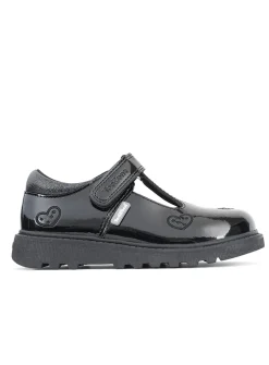 ToeZone Black Patent T Bar Heart Shoes 10 Infant