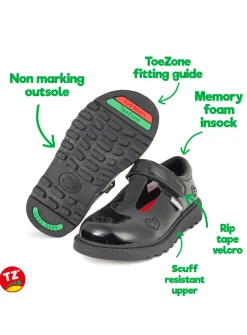 ToeZone Black Patent T Bar Heart Shoes 10 Infant