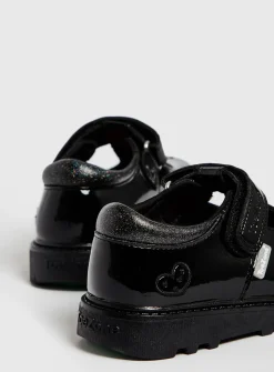 ToeZone Black Patent T Bar Heart Shoes 10 Infant