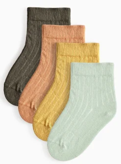 Tonal Ribbed Socks 4 Pack 1-6 months