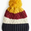 Tonal Stripe Knitted Pom Pom Hat 3-5 years