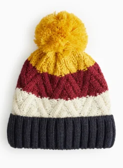 Tonal Stripe Knitted Pom Pom Hat 3-5 years
