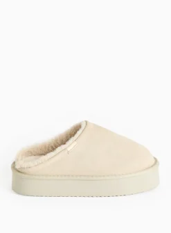 totes® Stone Suede Platform Mule Slippers M
