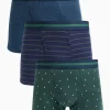 Trees & Stripe Printed Trunks 3 Pack XS