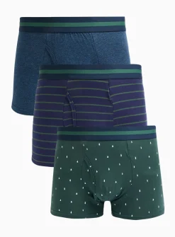 Trees & Stripe Printed Trunks 3 Pack XS