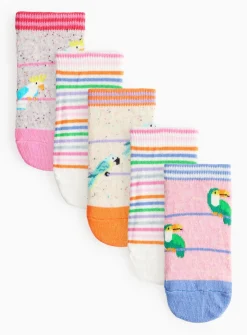 Tropical Birds Print Socks 5 Pack 12.5-3.5