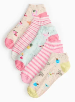 Tropical Print Trainer Socks 5 Pack 4-8