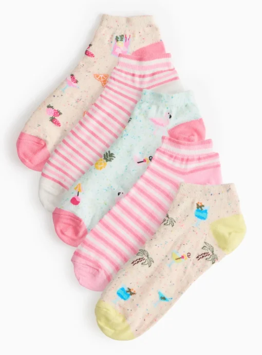Tropical Print Trainer Socks 5 Pack 4-8
