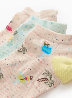 Tropical Print Trainer Socks 5 Pack 4-8