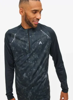 Tu Active Charcoal Camo Print Half Zip Long Sleeve Top XXL