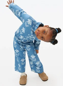 Tu X Scion Blue Floral Print Denim Jumpsuit 4-5 years