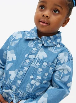 Tu X Scion Blue Floral Print Denim Jumpsuit 4-5 years