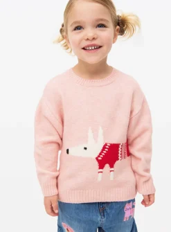 Tu X Scion Christmas Pink Mr Fox Knitted Jumper 5 years