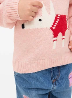 Tu X Scion Christmas Pink Mr Fox Knitted Jumper 5 years
