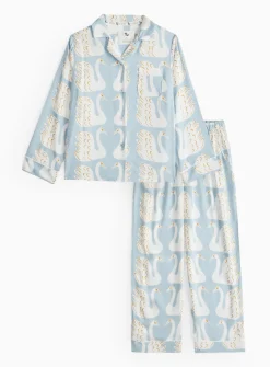 Tu X Scion Mini Me Blue Swan Print Traditional Pyjamas 6-7 years