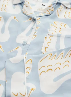 Tu X Scion Mini Me Blue Swan Print Traditional Pyjamas 6-7 years