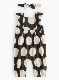 Tu X Scion Mini Me Mono Spot Romper & Headband Set 9-12 months