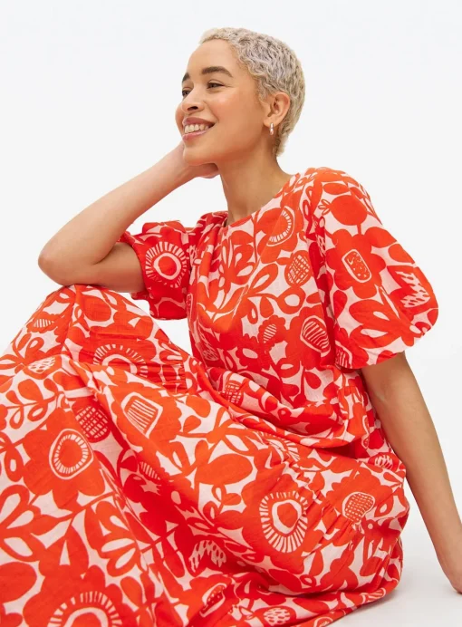 Tu X Scion Red Kukkia Midaxi Smock Dress 24