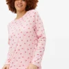 Turbo Pink Strawberry Print Pointelle Long Sleeve Top XXL