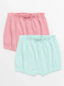 Turquoise & Pink Bloomer Shorts 2 Pack 9-12 months