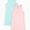 Turquoise & Pink Ribbed Dress 2 Pack 5 years