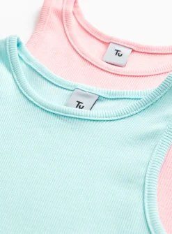 Turquoise & Pink Ribbed Dress 2 Pack 5 years