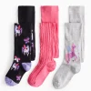 Unicorn Print & Textured Tights 3 Pack 5-6 years