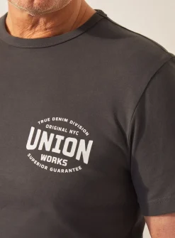 UNION WORKS Black Printed Salute T-Shirt XL