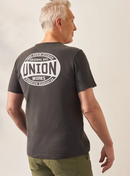 UNION WORKS Black Printed Salute T-Shirt XL