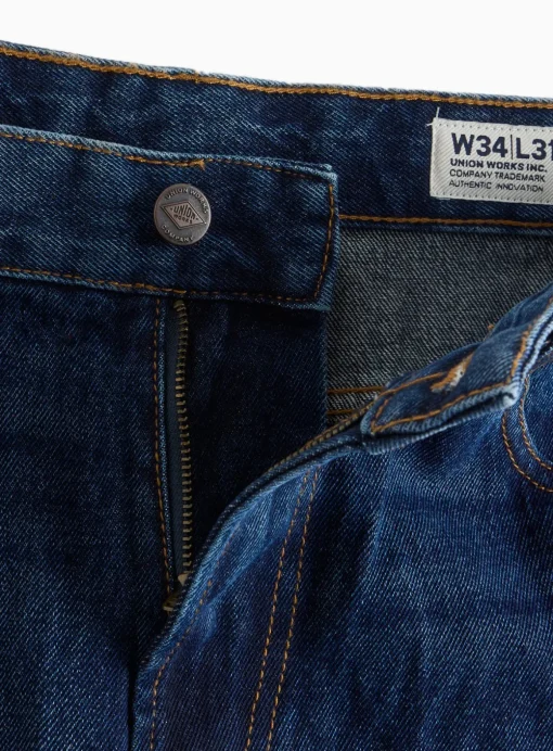 UNION WORKS Dark Rinse Straight Leg Denim Jeans 42R