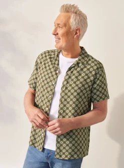 UNION WORKS Green Geo Printed Shirt XXXL