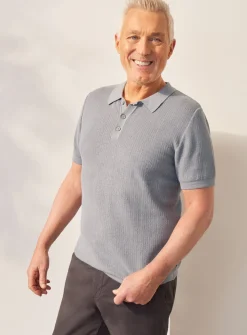 UNION WORKS Grey Knitted Polo Shirt S