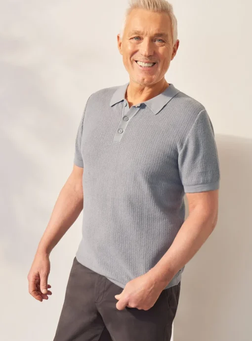UNION WORKS Grey Knitted Polo Shirt S